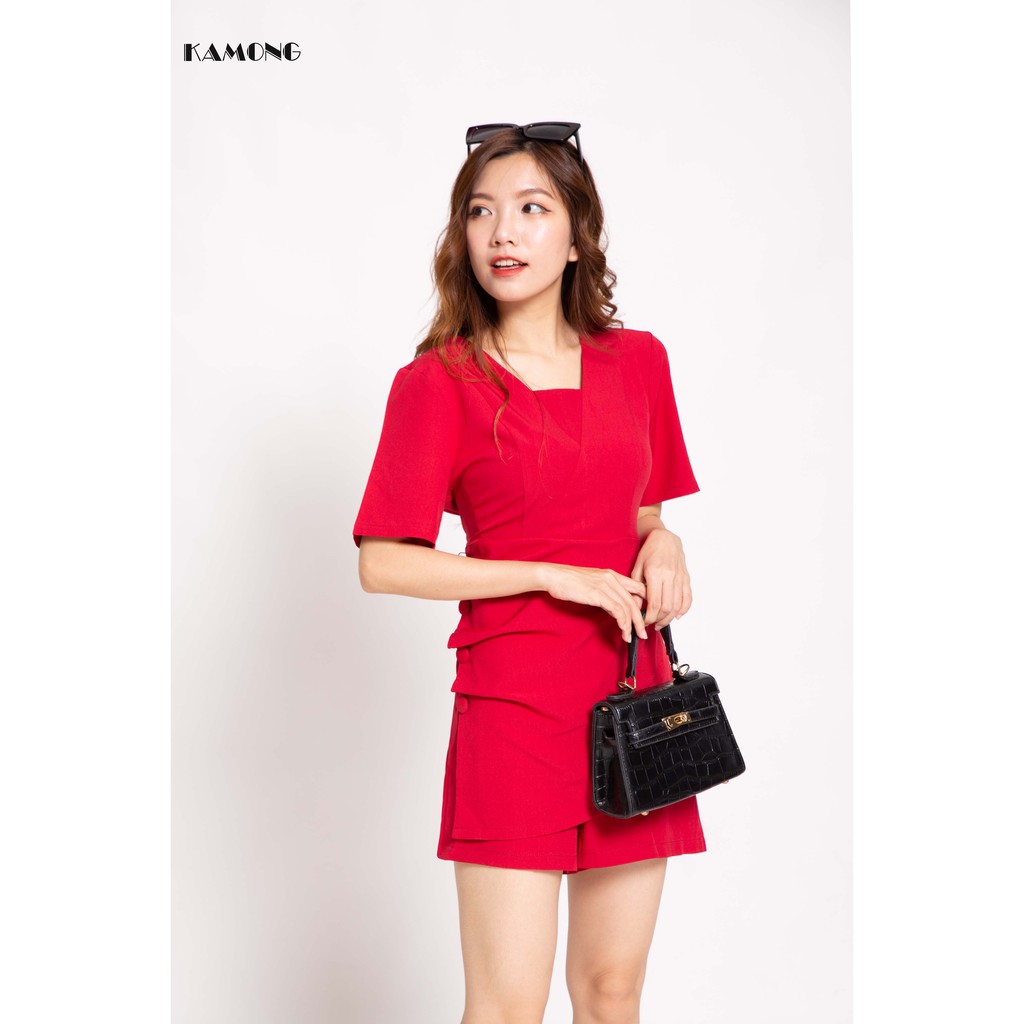 Jumpsuit Tà Chéo Đính Nút Kamong J004