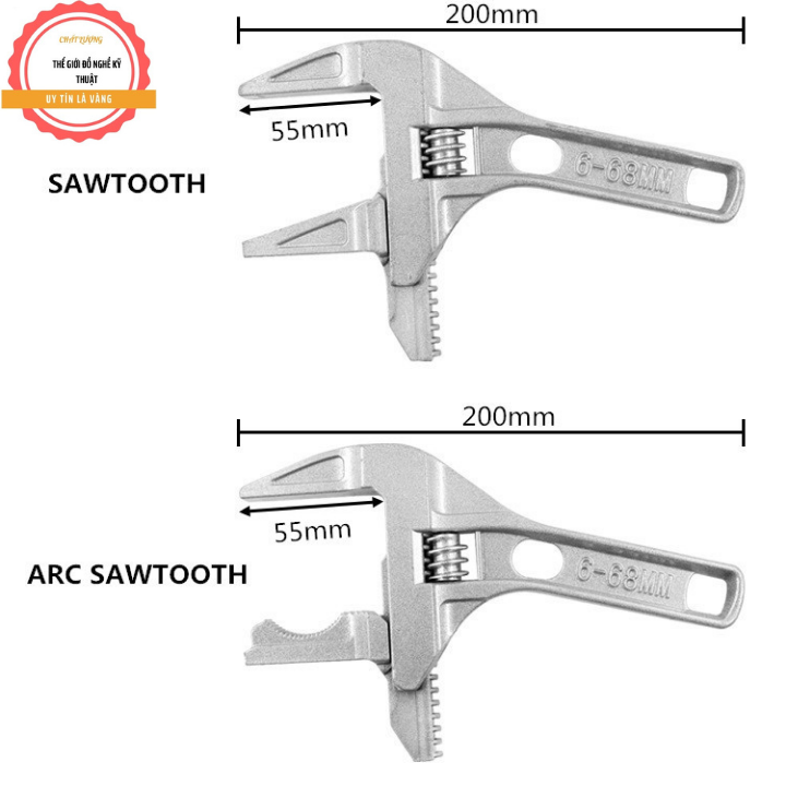 Cờ lê vặn ống nước - Mỏ lết đa năng mở ốc từ 6-68mm (loại mới có răng rất tiện lợi )