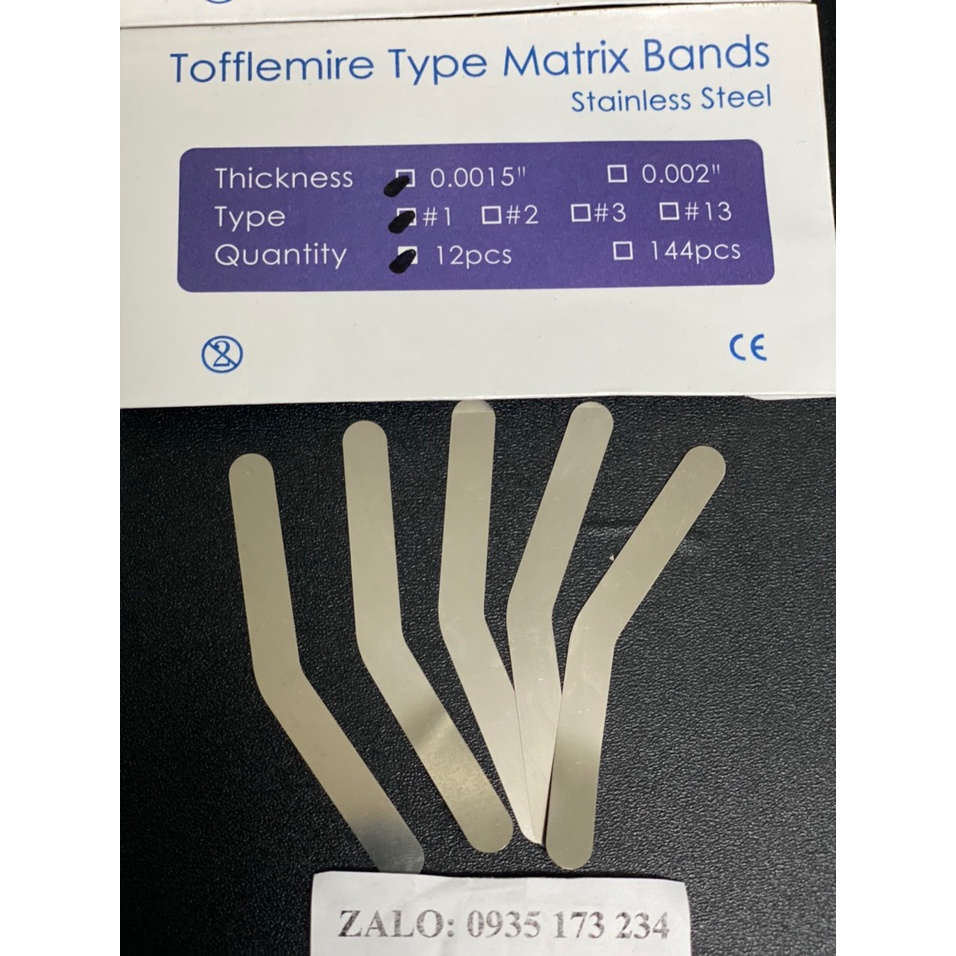 Đai trám kim loại nha khoa Matrix Band Xuất xứ: gói 12 cái