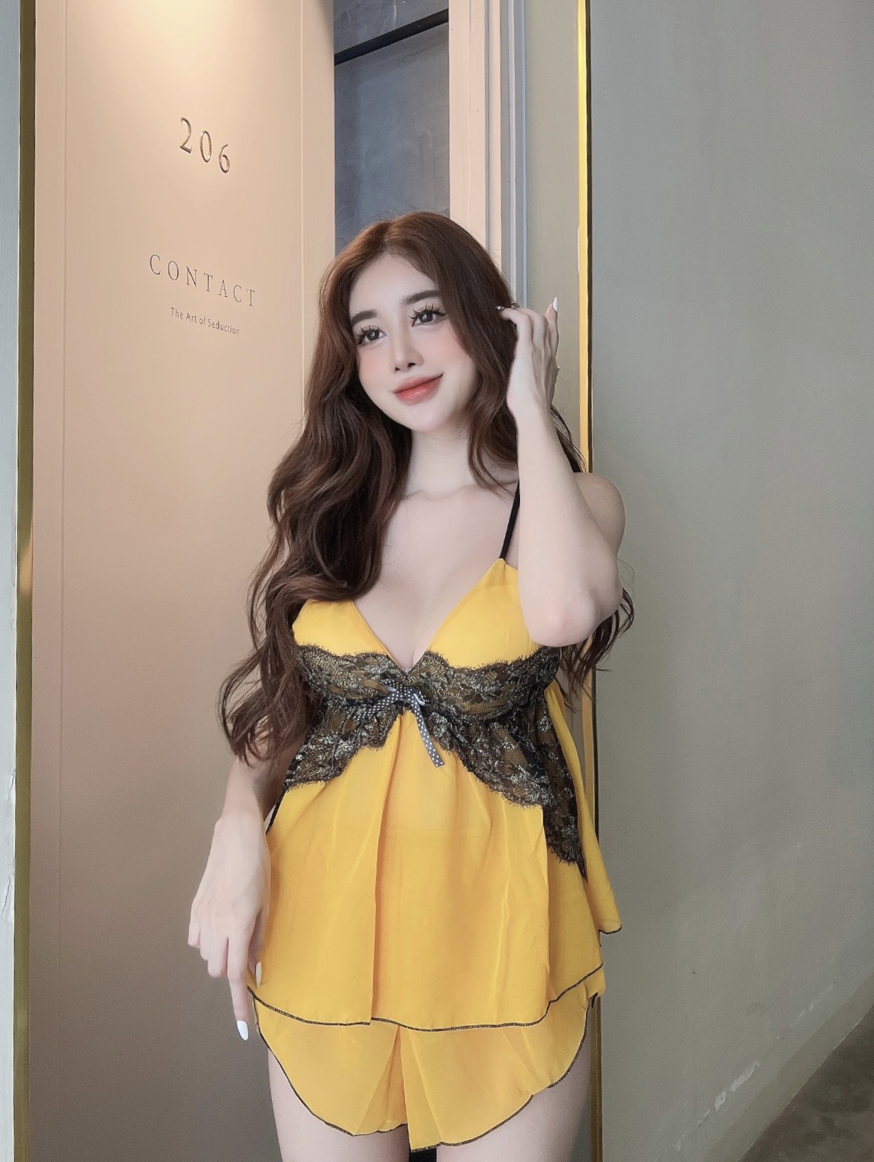 Bộ đồ ngủ vải voan áo hai dây quyến rũ có mút phối ren freesize dưới 57kg đồ ngủ hai dây sexy có mút vải voan
