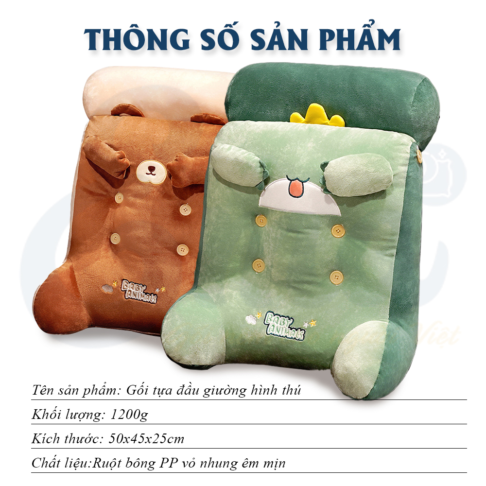 Gối tựa đầu giường hình thú Ema ruột bông PP cao cấp đa chức năng 6 trong 1