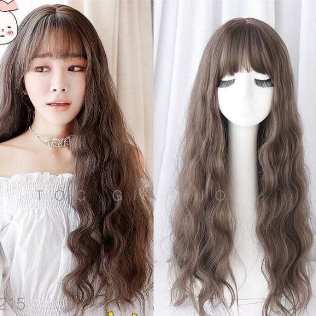 Tóc giả nguyên đầu xù dài 😘❤️ FREESHIP ❤️ tóc nguyên đầu tặng kèm lưới
