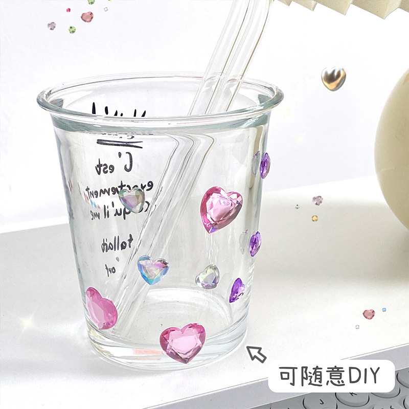 Sticker viên đá 3D hình trái tim lấp lánh