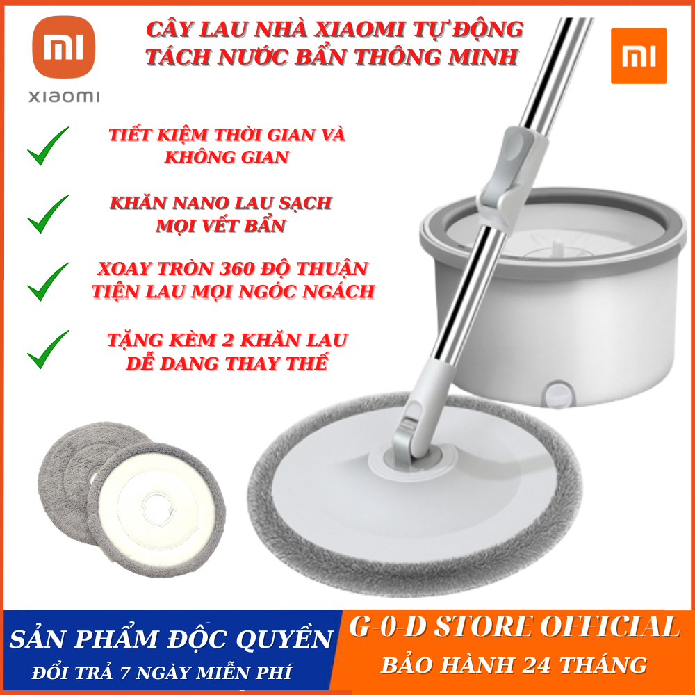Cây Lau Nhà Tách Nước Bẩn Xiaomi, Bộ Cây Lau Nhà Thông Minh