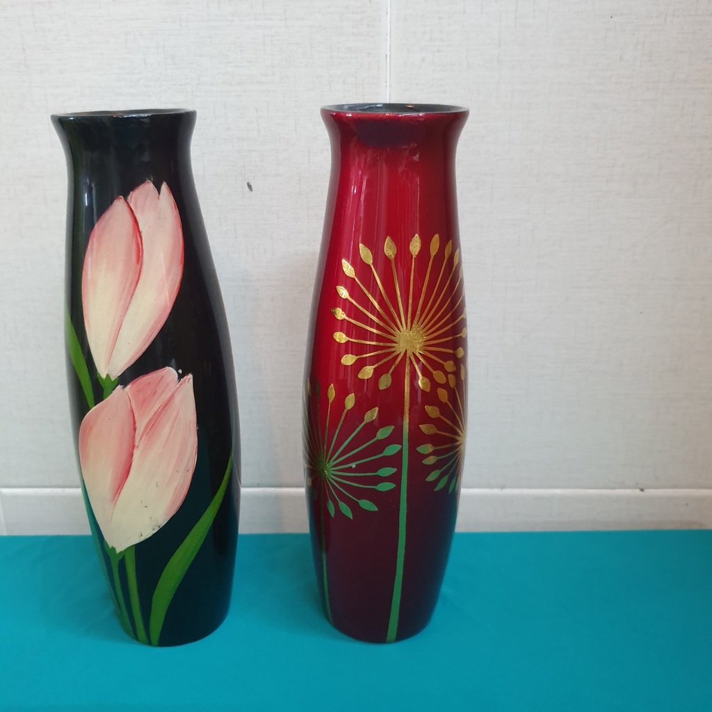 Bình hoa sơn mài Thanh Bình Lê- Mã B60 size 25x9 cm hàng sơn mài cao cấp