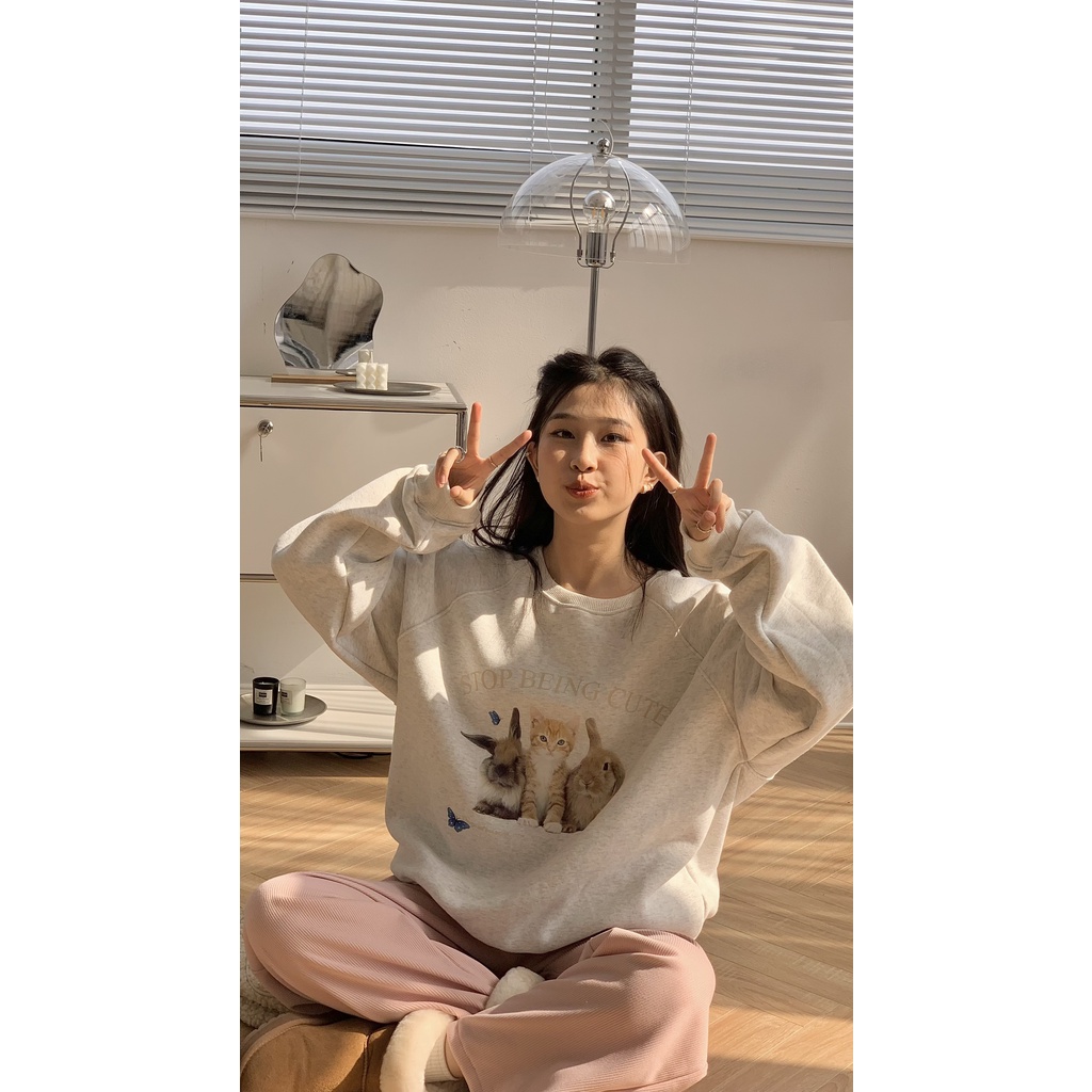 Áo nỉ bông Stop being cute TKP155 LOLLIE STUDIO