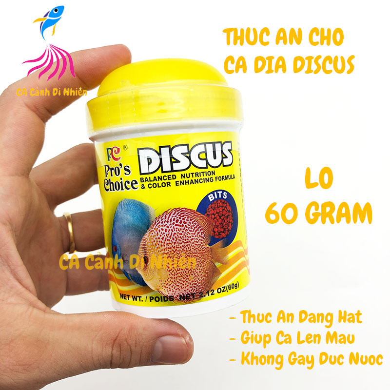Thức ăn cho cá đĩa discus dạng hạt cá dĩa lọ vàng 60 gram
