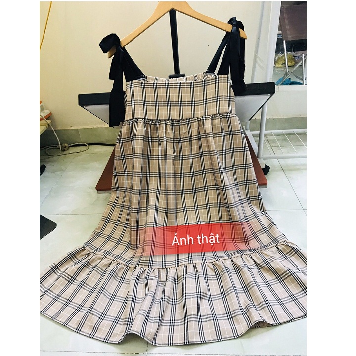 Đầm Bầu Caro Đuôi Cá