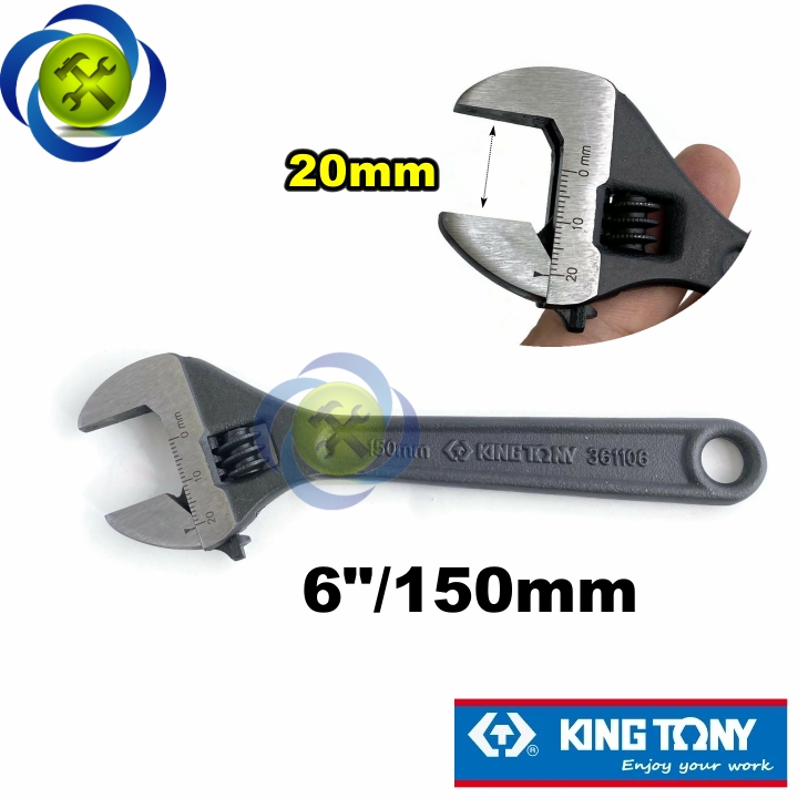 Mỏ lết đen 150mm kingtony 3611-06p loại 6 inch mở hàm 20mm