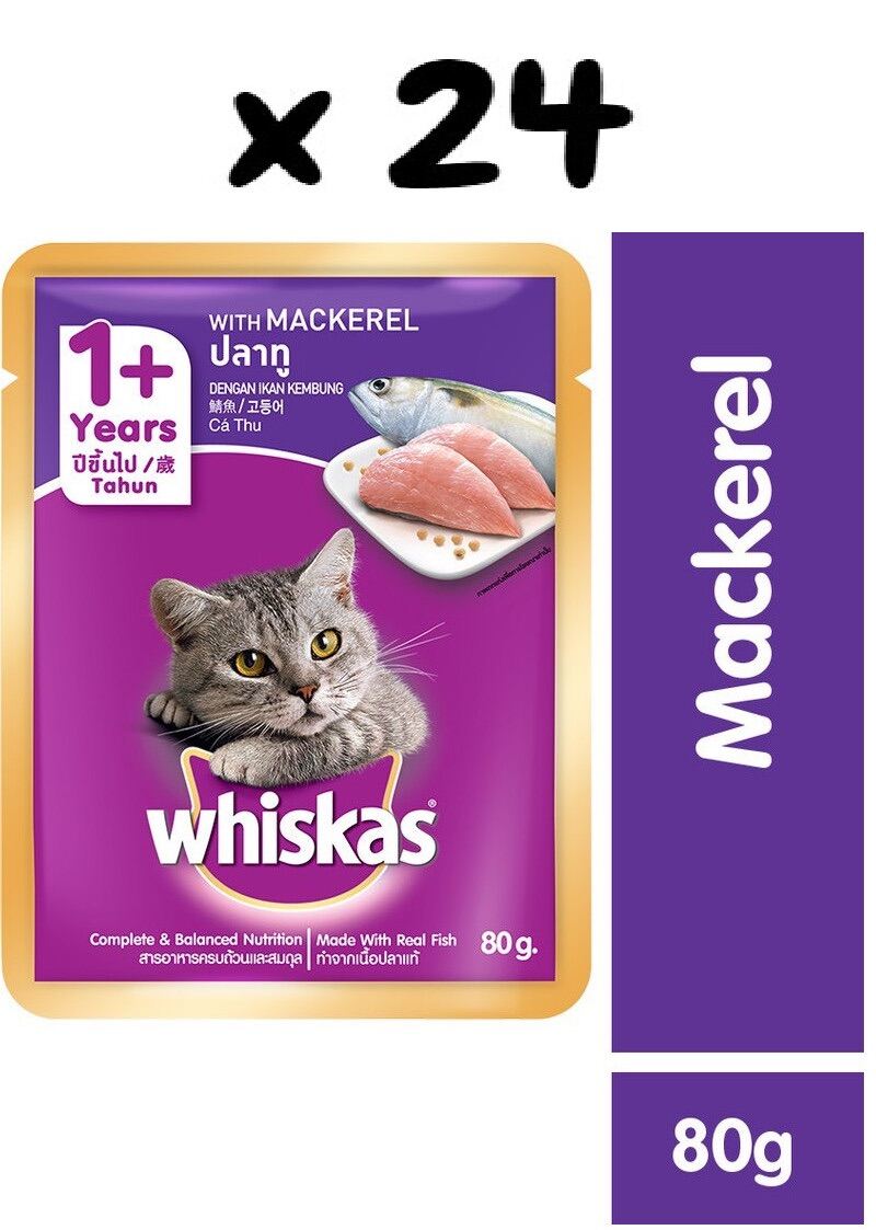 WHISKAS - COMBO 6+ 1 x 480gr/bao (vị cá ngừ) + 3 x 80gr/gói (Mix vị)