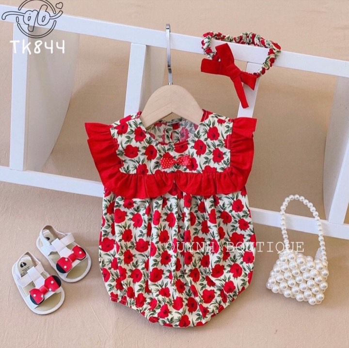 Quần áo bé gái - Set body bé gái kèm turban