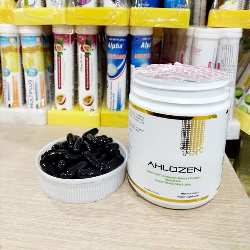 Viên collagen Ahlozen Mỹ bổ sung vitamin A E C gold dưỡng trắng da hỗ trợ tiết tố nữ 180 viên