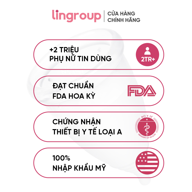 Cốc nguyệt san Lincup & Túi lụa, bàn chải