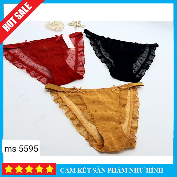 [HCM]Combo 10 Chiếc Quần Lót Nữ Ren Mềm Cạp Dây Sexy Ms5595