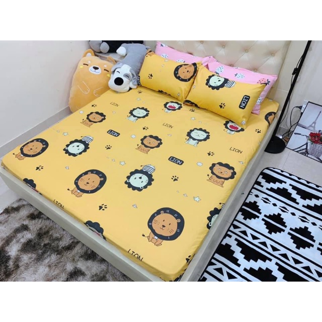 Bộ ga gối cotton poly - sư tử vàng