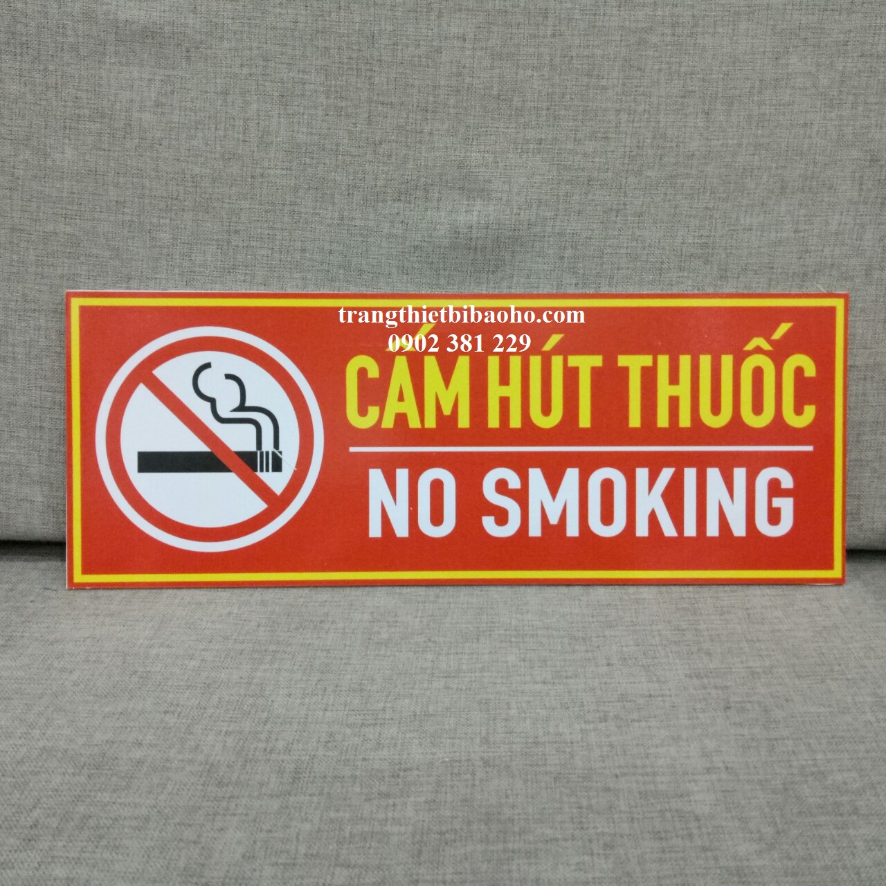 Bảng Fomex dán decal cấm lửa, ấm hút thuốc 15 x 40cm