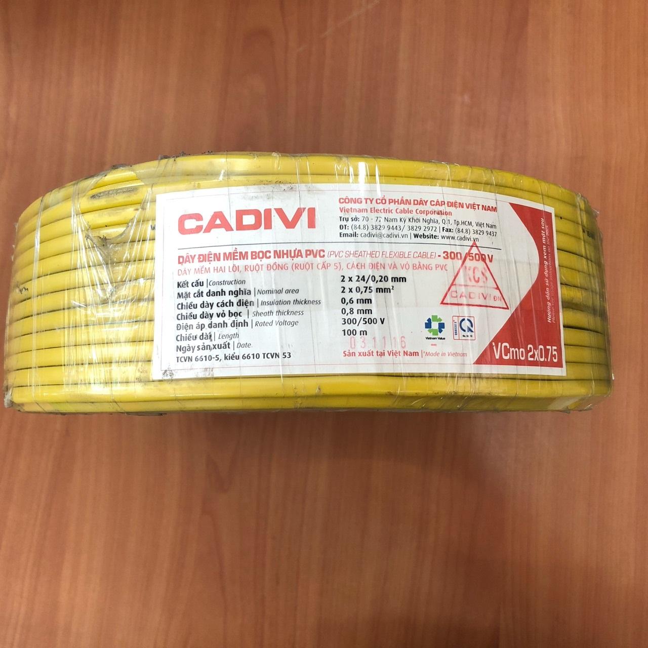 Dây điện đôi mềm Cadivi 2x0.75 100 met