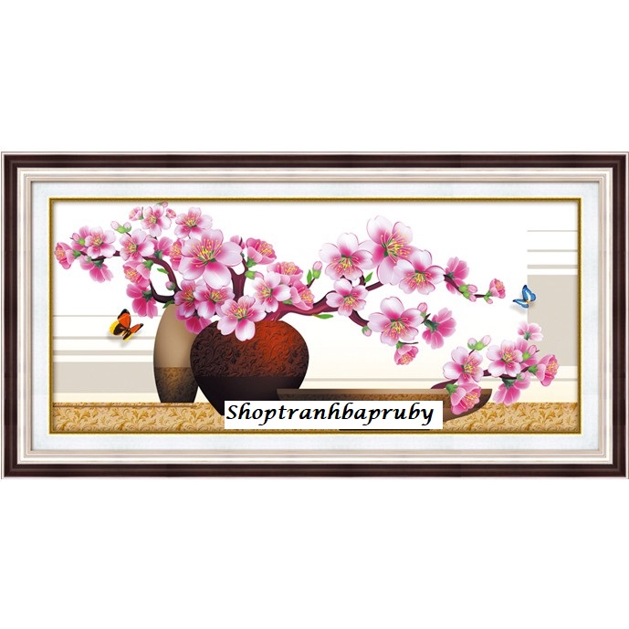 Tranh thêu bình hoa a1143 kích thước 90 x 45 cm