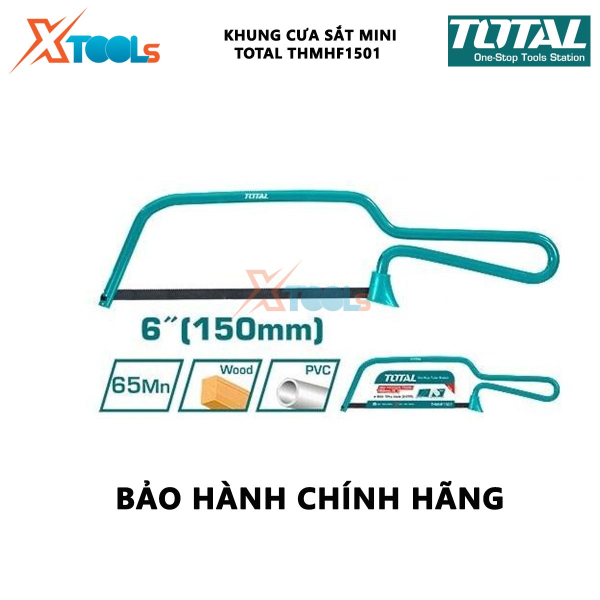 Khung cưa sắt mini Total THMHF1501 | Khung cưa sắt cầm tay kích thước 150mm (6") khung lắp lưỡi cưa, thép cao cấp, chắc chắn