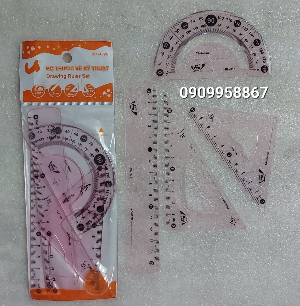 COMBO BỘ THƯỚC KẺ 4 MÓN