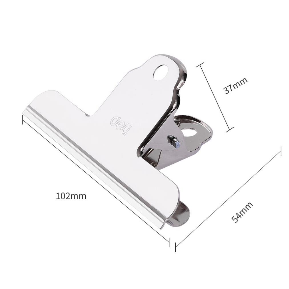 Kẹp kim loại 102mm deli, bạc - 3 chiếc/túi - 9532