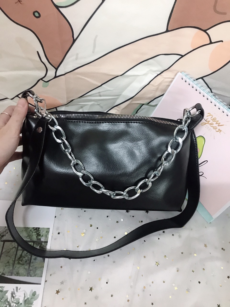 Túi kẹp nách dây xích da PU S058