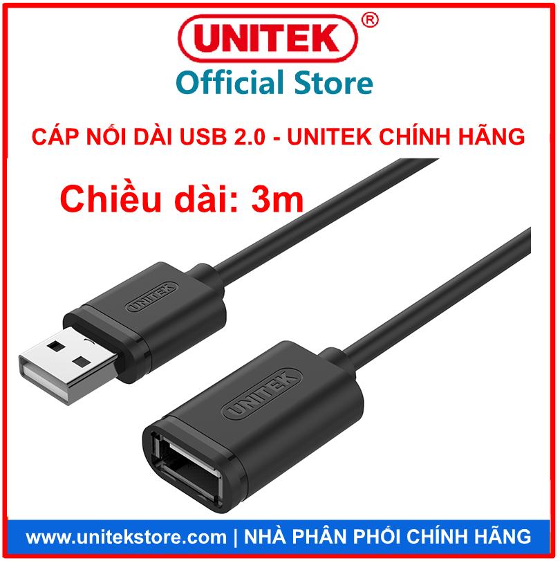 [UNITEK STORE] CÁP USB NỐI DÀI USB 2.0 - DÀI 3M UNITEK (Y-C 417GBK)
