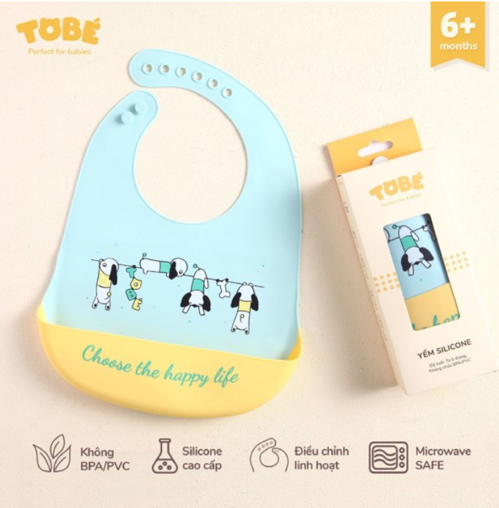 [CHÍNH HÃNG] Yếm ăn dặm Tobé Silicone công nghệ None- Sticky (nhiều màu)