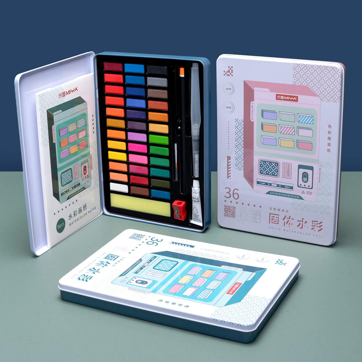 Màu nén khô HiMi 36 màu hộp thiếc - Watercolor Kit
