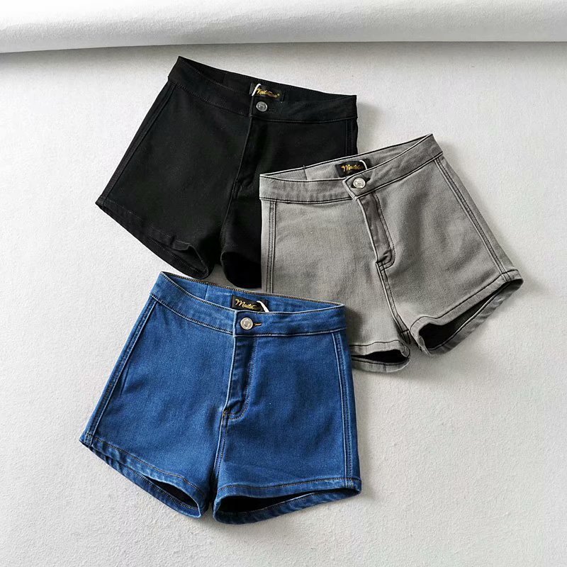 Quần short jean lưng cao ống rộng