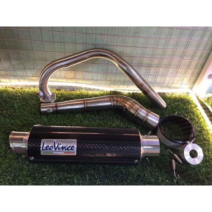 Lon pô Leovince cacbon + cổ 2 khúc 304 cho exciter 150 , winer , satria , sonic