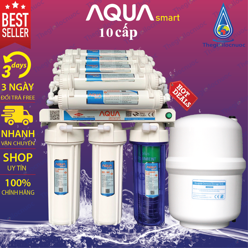 [HCM]Máy lọc nước RO Aqua Smart 8cấp-10cấp-11cấp đèn UV