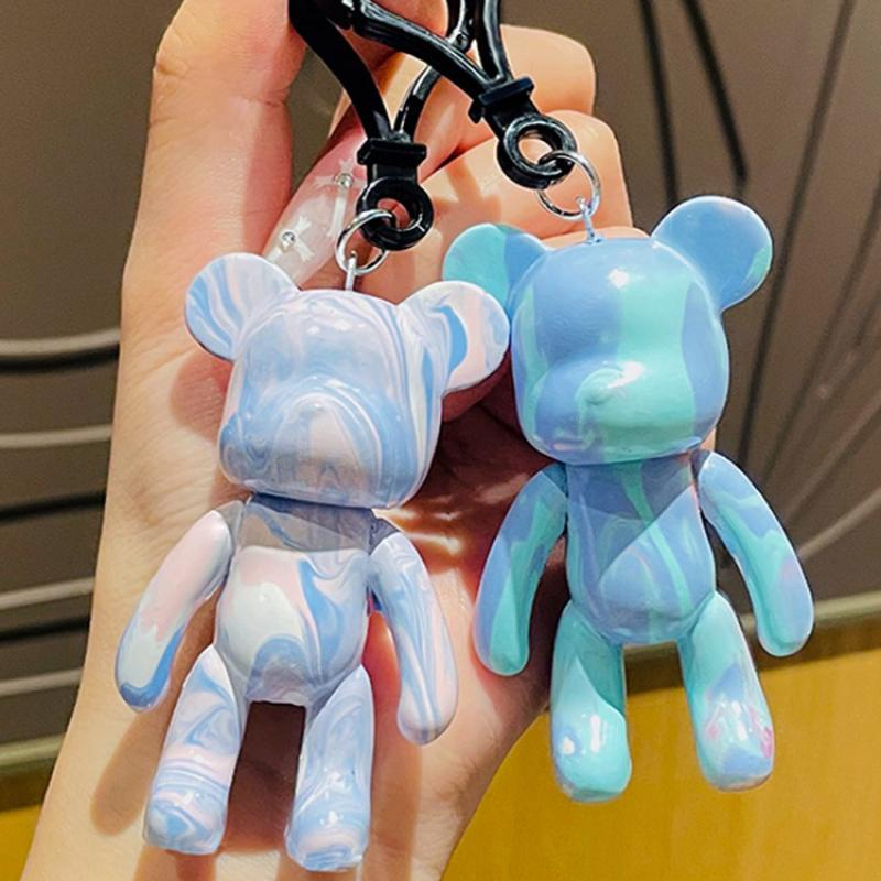 Móc Khóa Nhựa Trắng Nhiều Hình Gấu Bearbrick, Thỏ Bunny Phụ kiện Đổ Loang Màu