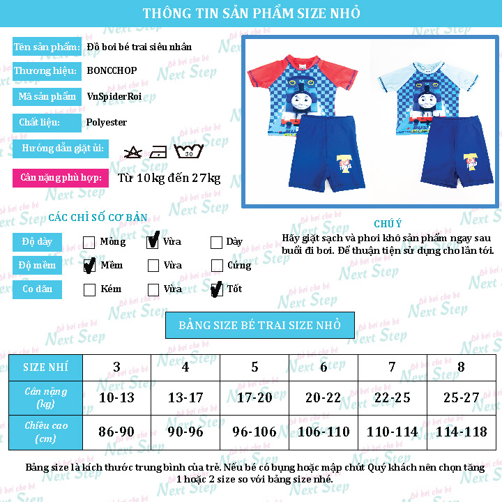 [HCM]Đồ bơi cho bé trai Thomas size từ 10kg đến 45kg
