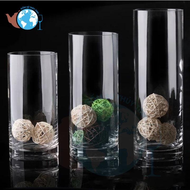 [HCM]Lọ Hoa Thủy Tinh Trụ Tròn 20X40 cm
