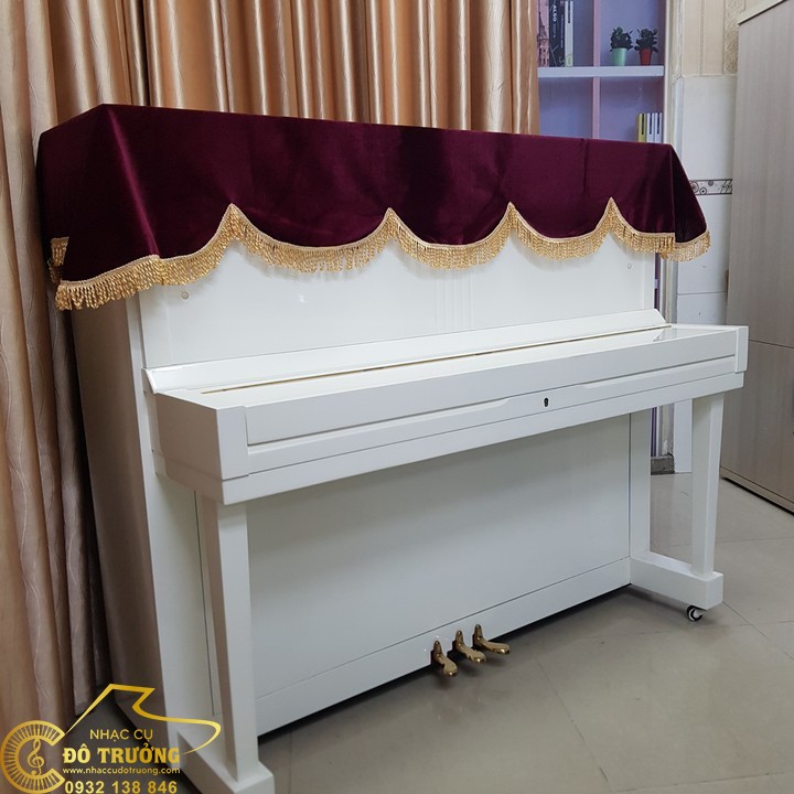 Khăn Phủ Đàn Piano nhung đỏ cao cấp mềm mịn