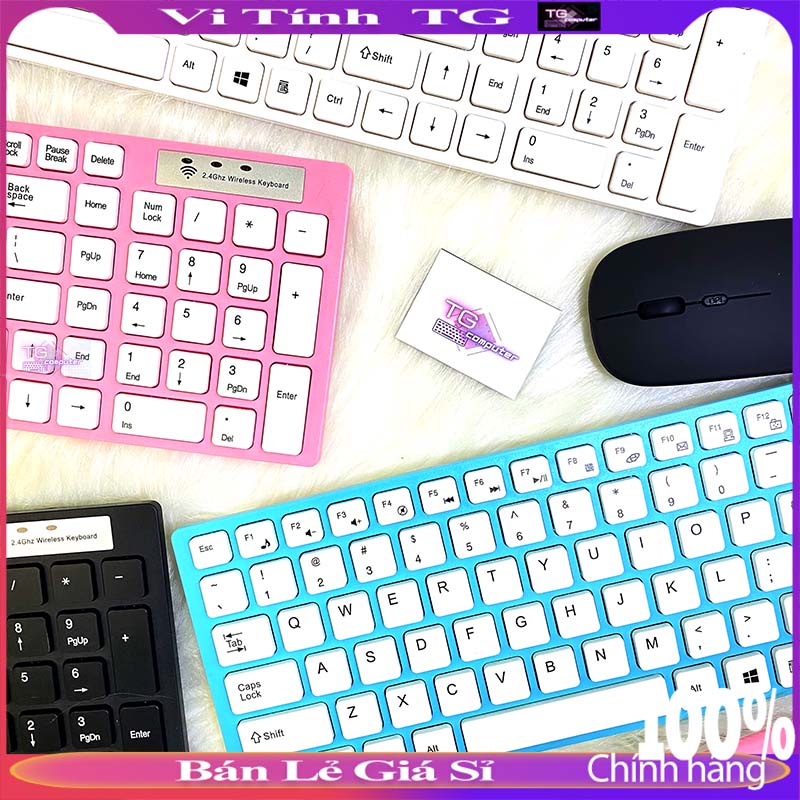 [HCM]Combo bàn phím chuột không dây màu hồng