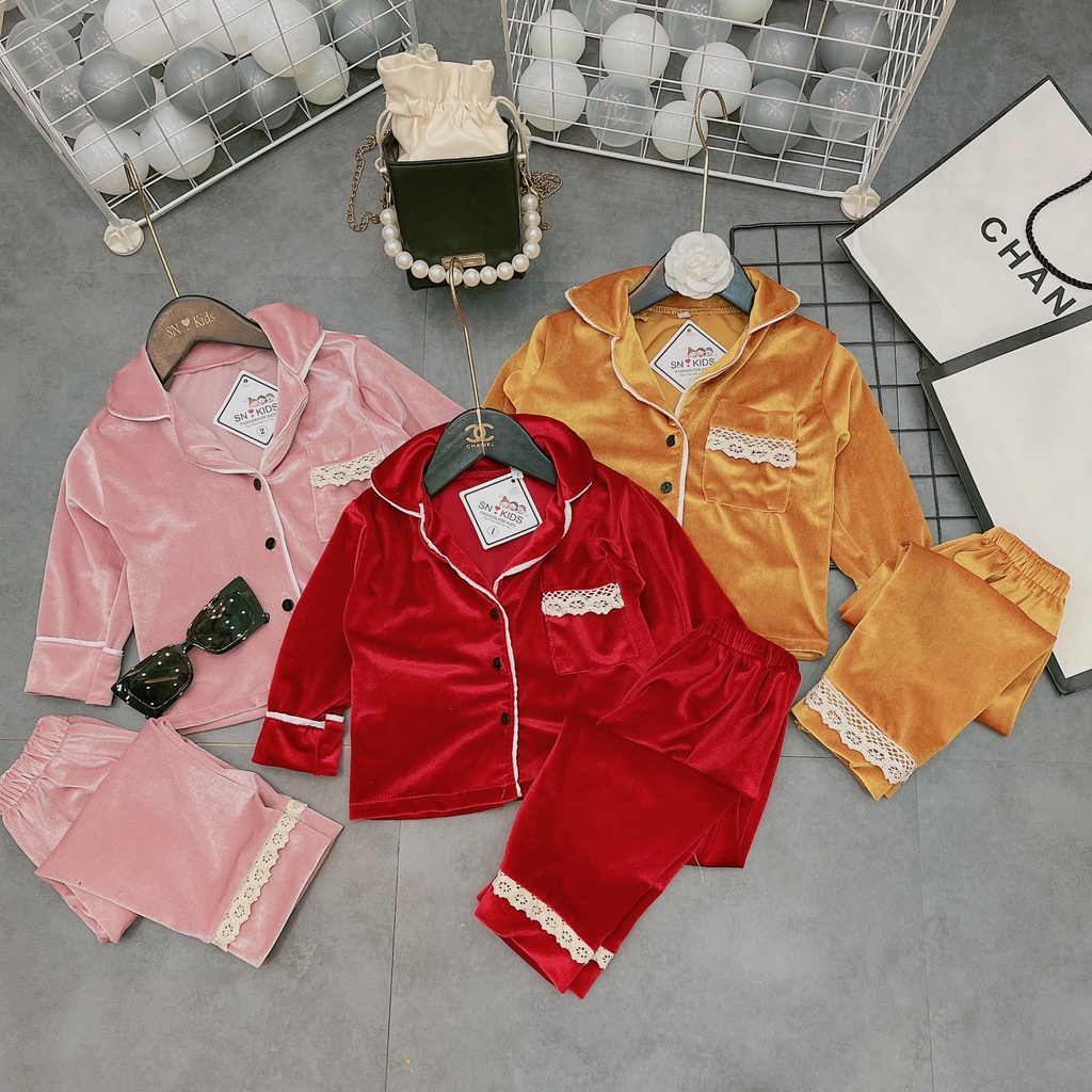 Bộ Pijama Nhung Cho Bé Gái