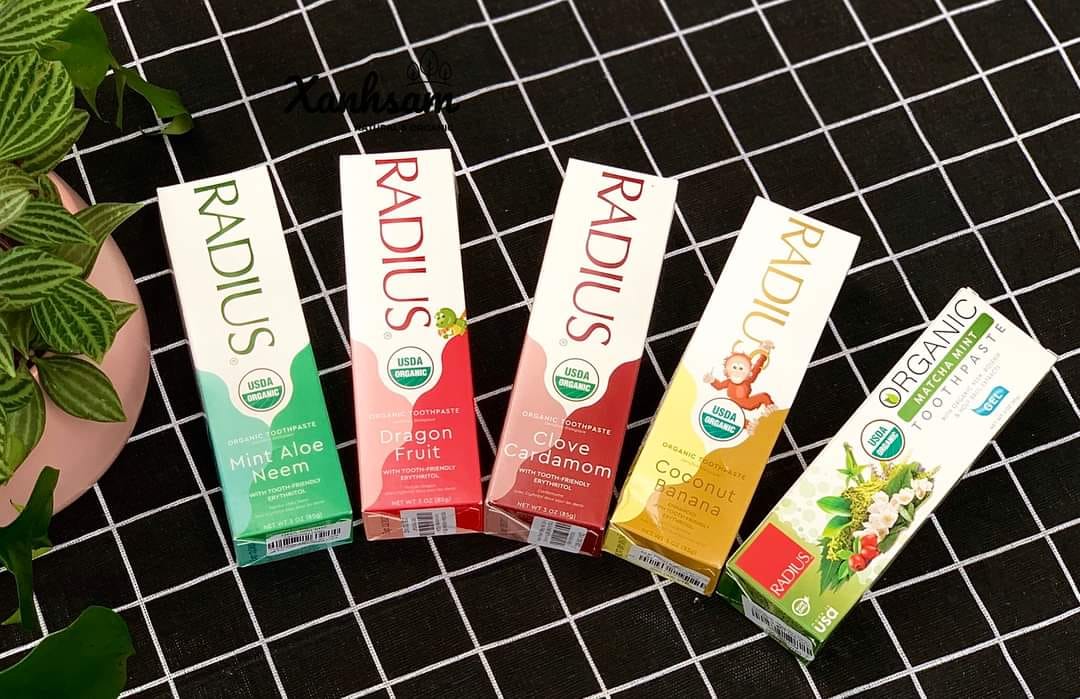 (hàng chuẩn)Kem Đánh Răng Hữu Cơ Radius Organic Toothpaste 85g (Trẻ Em & Người Lớn)