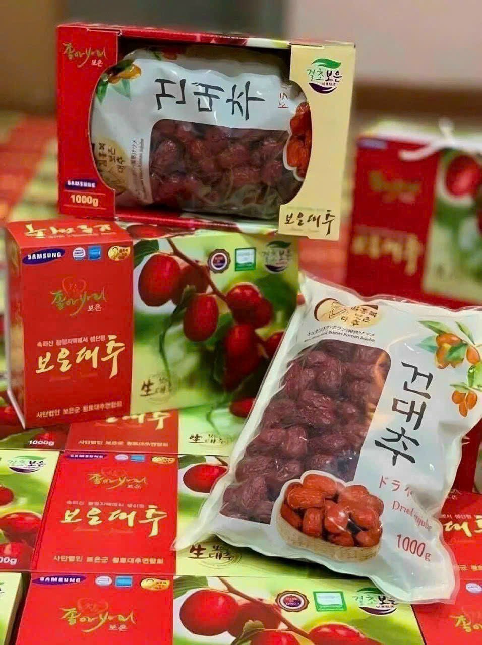 Táo đỏ hàn quốc hộp 1kg - táo đỏ sấy khô hàn quốc boeun loess jujube 1kg