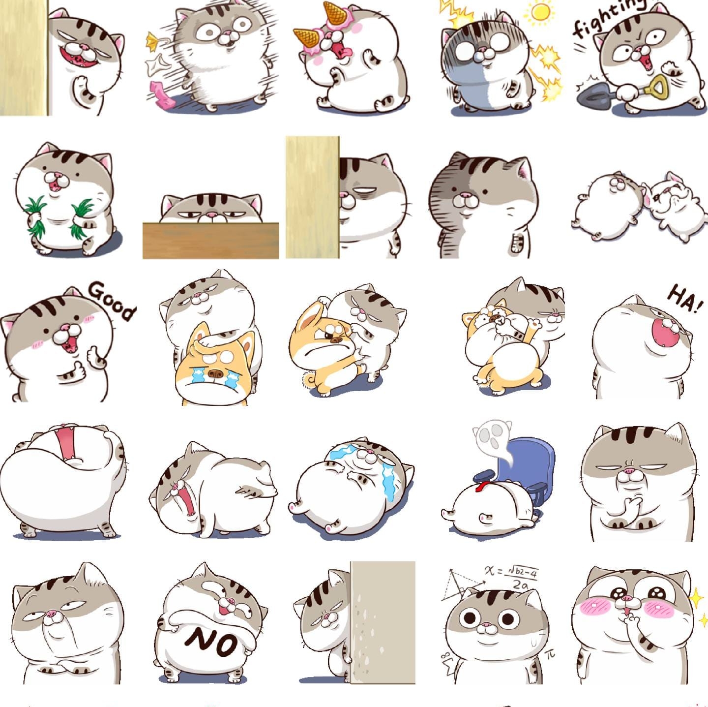 Sticker mèo ami béo bụng bự