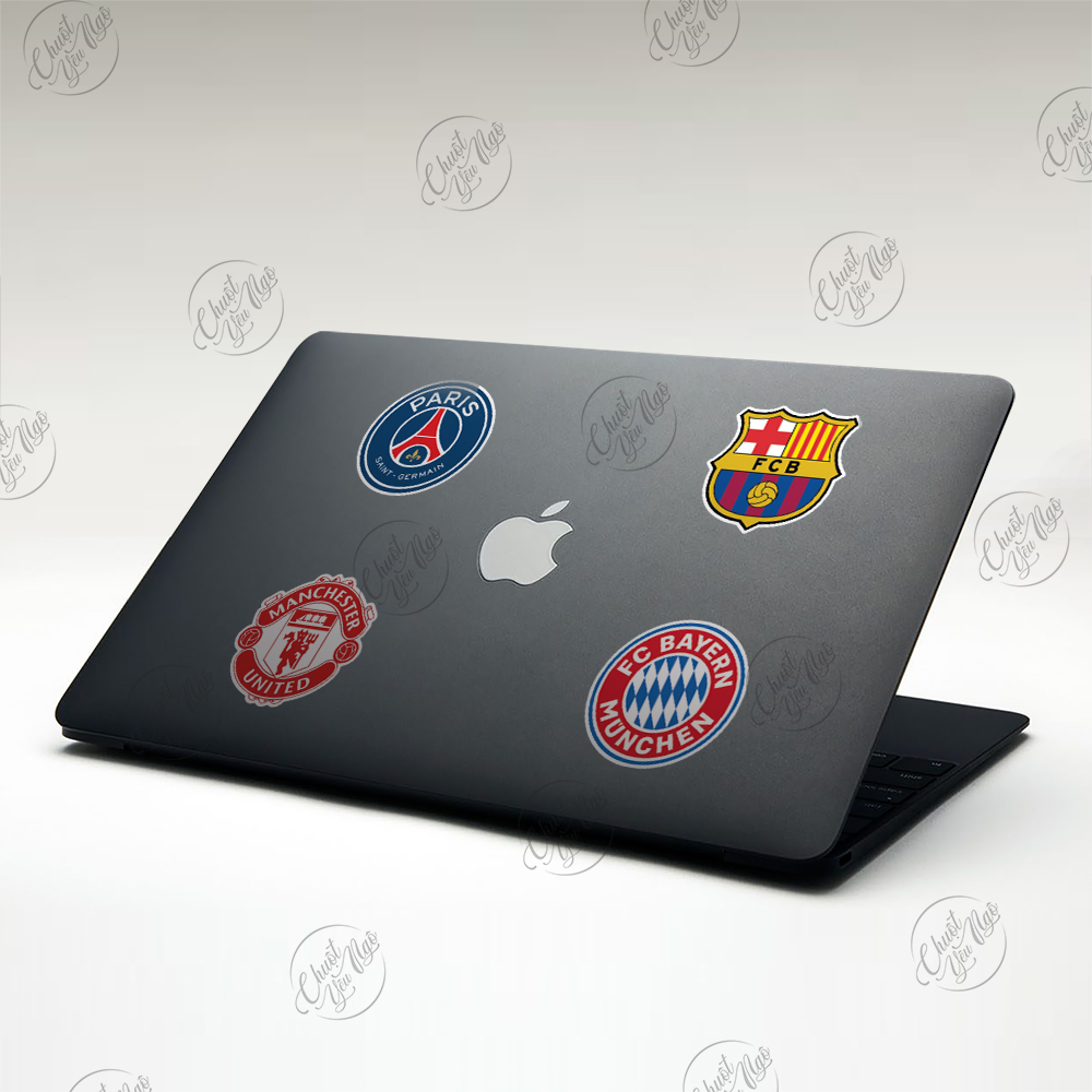 Combo 40 sticker logo CLB BÓNG ĐÁ nổi tiếng Manchester United Real Madrid Barcelona Chelsea Arsenal Liverpool FC