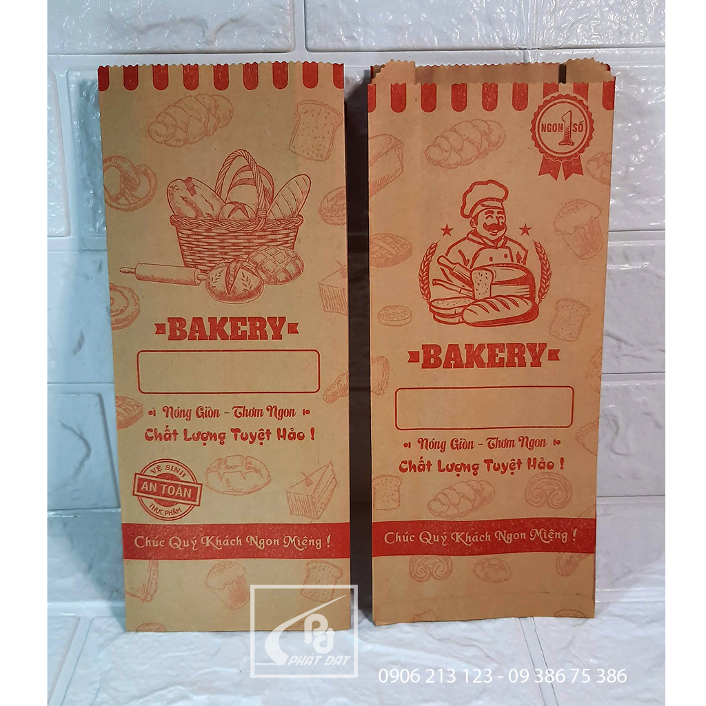 Túi Giấy Bánh Mì ( Giấy Kraft ) in sẵn 100 Cái