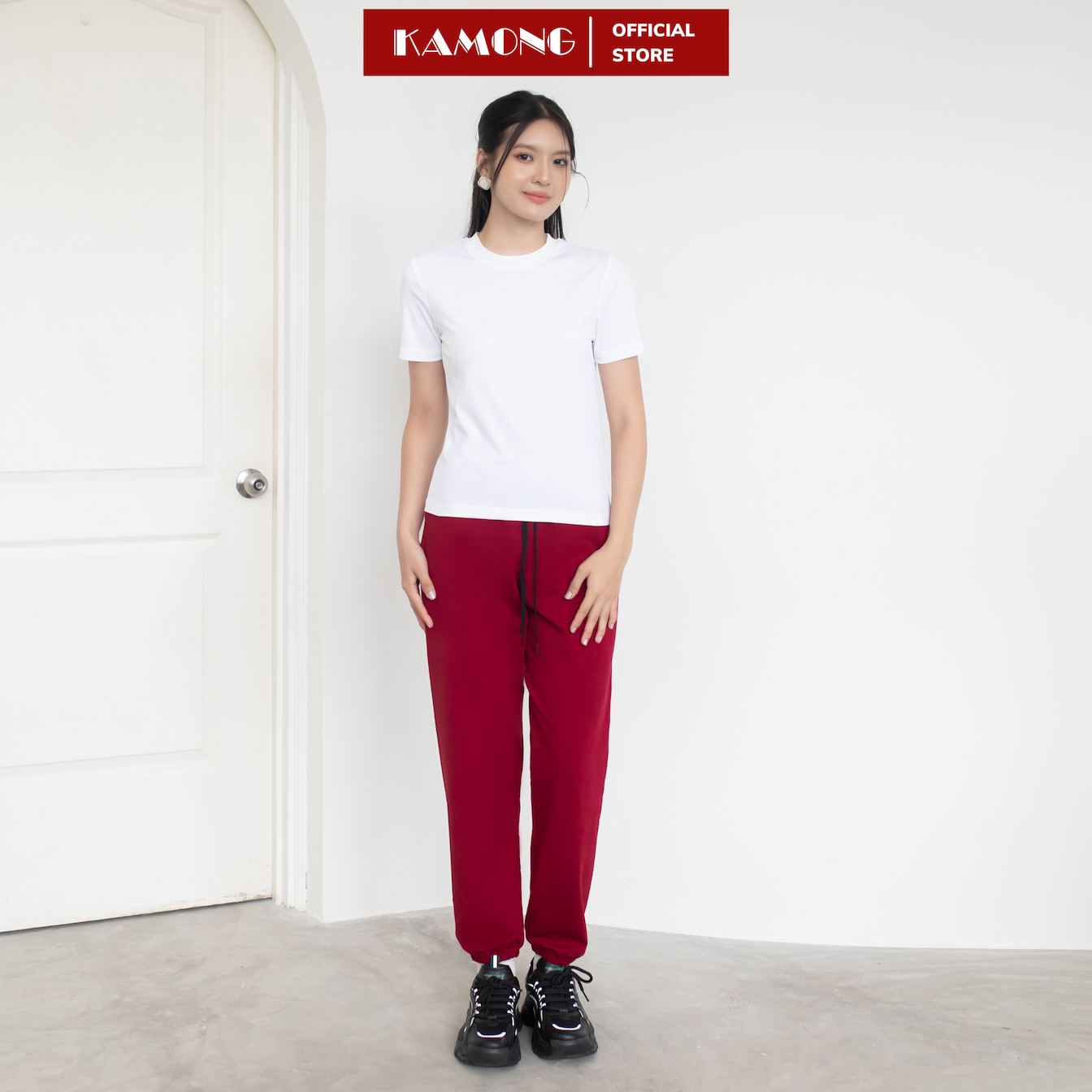 Áo thun nữ tay ngắn KAMONG kiểu dáng basic chất liệu thun tăm A152