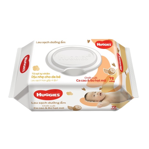 Khăn ướt Huggies bơ hạt mỡ (72 miếng/gói)