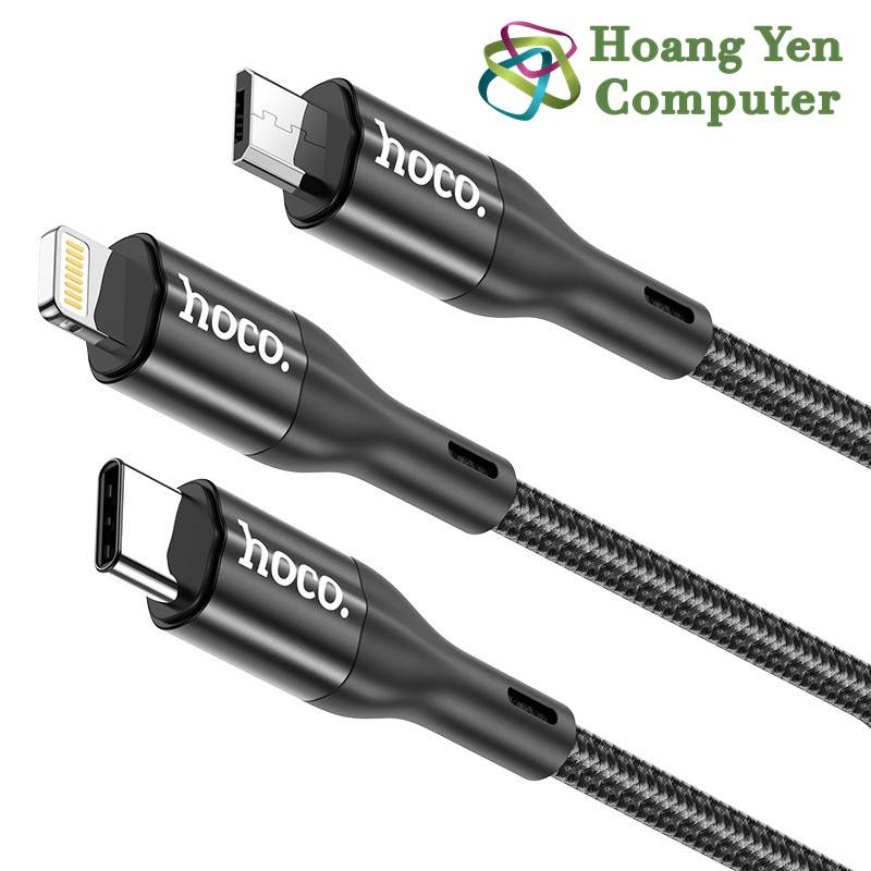 Cáp Sạc Hoco X2 Max 3 Đầu IPhone - Micro Usb - Type C Dây Dù Chống Đứt Dài 1M - BH 6 Tháng 1 đổi 1 (MÀU SẮC NGẪU NHIÊN)