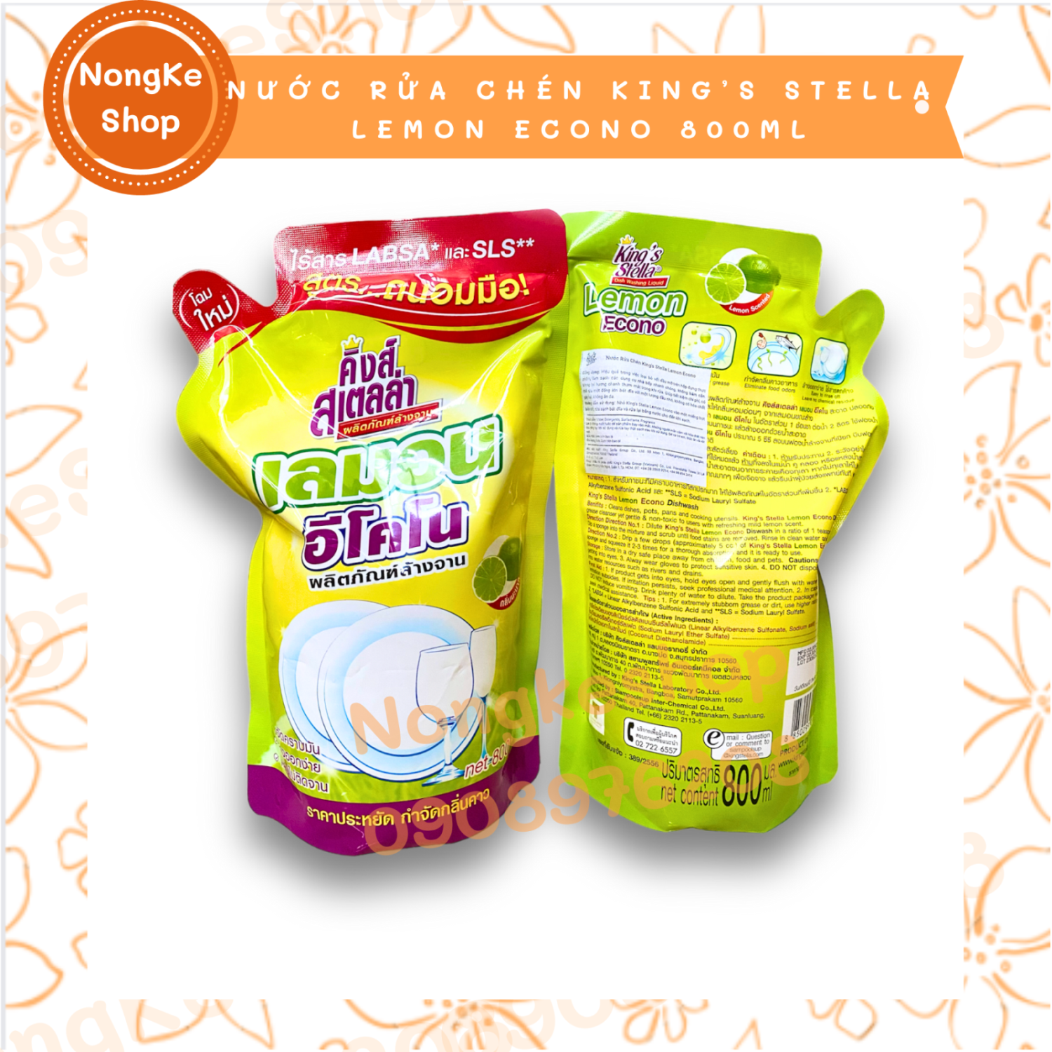 Nước rửa chén king's stella lemon econo thái lan 800ml