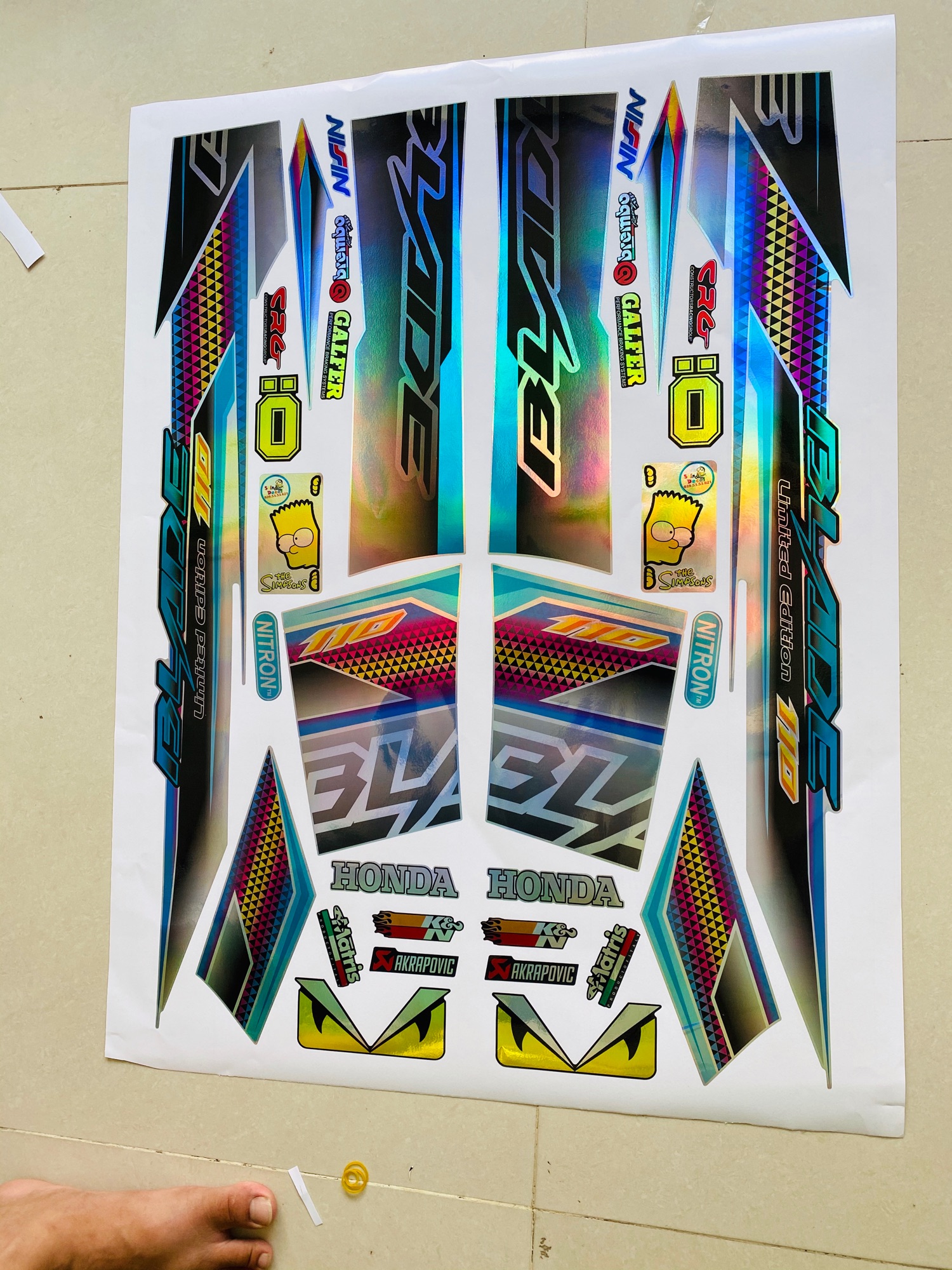 FREE SHIP - [ QUÍ KHÁCH VUI LÒNG MANG TEM RA TIỆM CHO THỢ DÁN] TEM RỜI honda wave blade 110 chất liệu Crom 7 màu