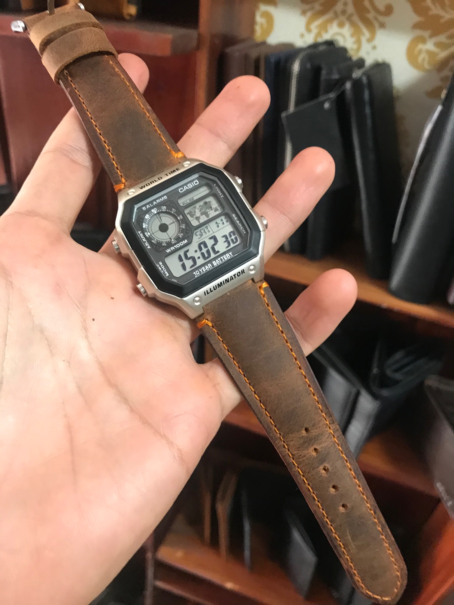 Dây Da Đồng hồ casio ae 1200 whd