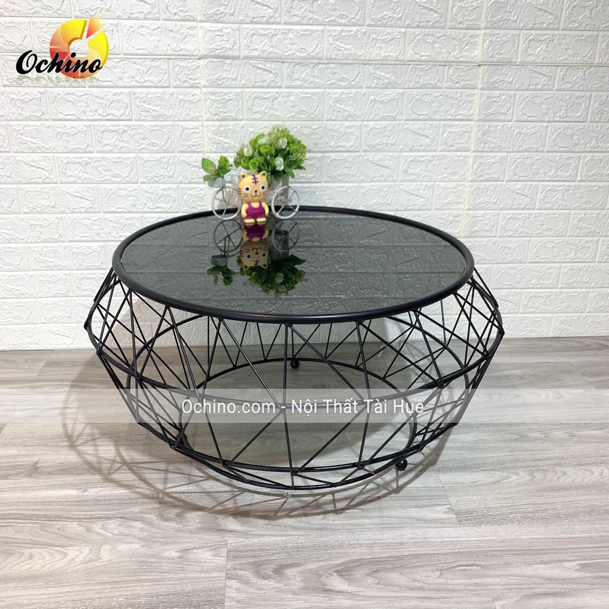 Bàn trà, bàn trà sofa mặt kính hình tròn sang chảnh